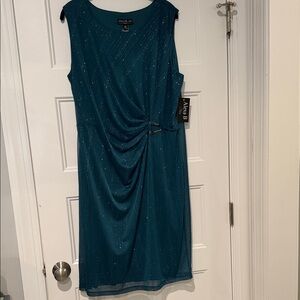 Alex Evenings Sparkling Teal Midi Dress